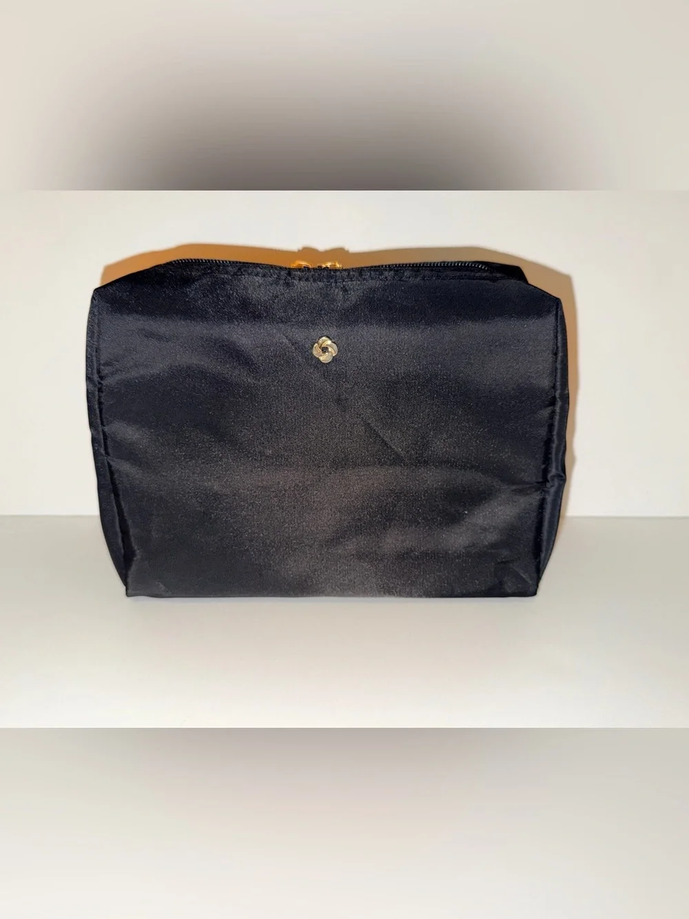 Samsonite Mobile Solutions Black Satin Cosmetic Pouch with Gold Accent